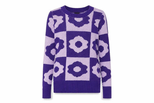 Urban Dream Womens Purple Round Neck Geometric Acrylic Pullover Jumper Size M