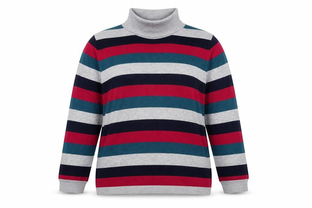 Retrology Womens Multicoloured Roll Neck Striped Viscose Pullover Jumper Size XL