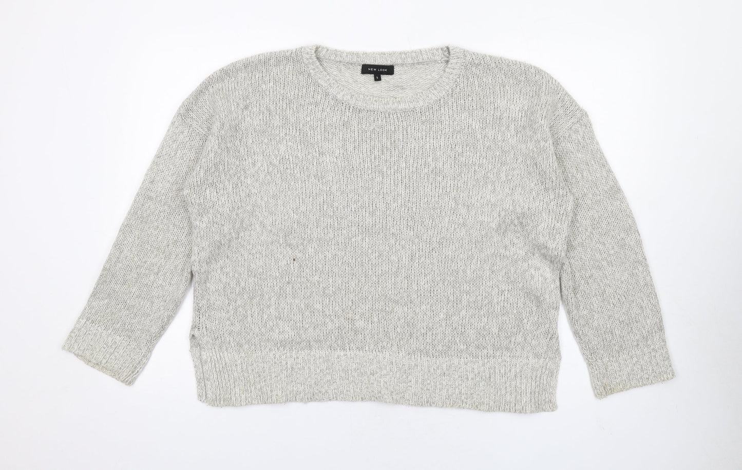 New Look Womens Grey Crew Neck Acrylic Pullover Jumper Size L