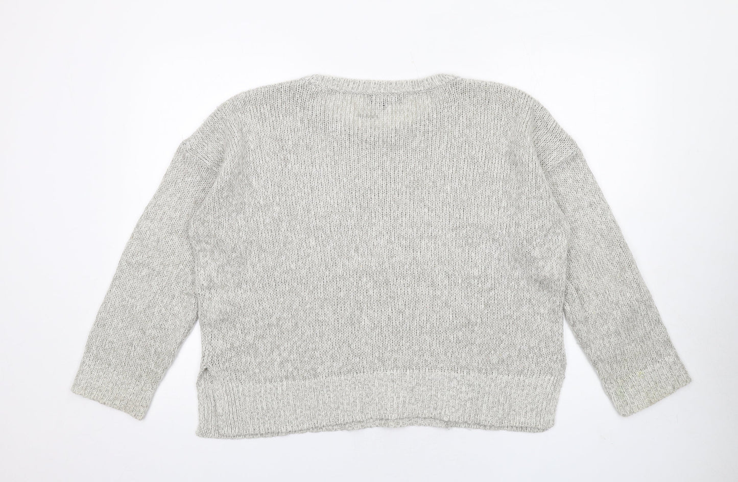New Look Womens Grey Crew Neck Acrylic Pullover Jumper Size L