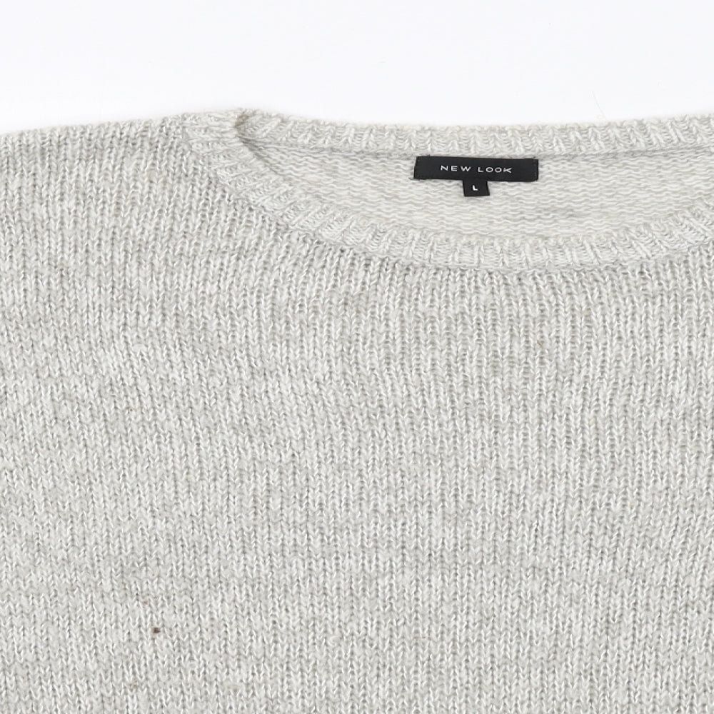 New Look Womens Grey Crew Neck Acrylic Pullover Jumper Size L