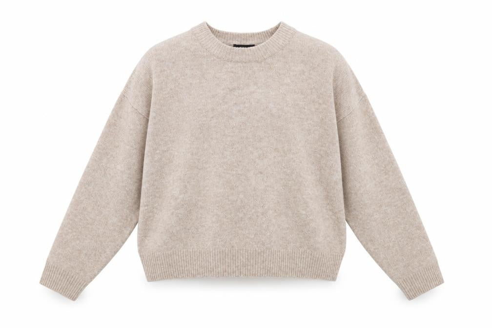 New Look Womens Beige Crew Neck Acrylic Pullover Jumper Size M