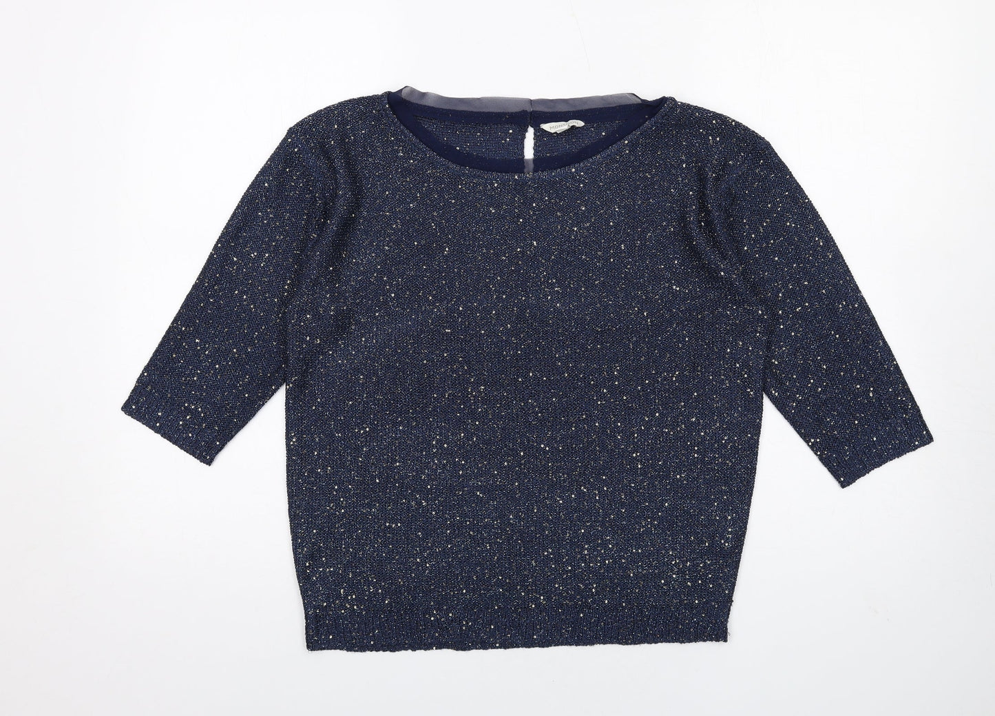 Monsoon Womens Blue Boat Neck Polyester Pullover Jumper Size M - Glitter