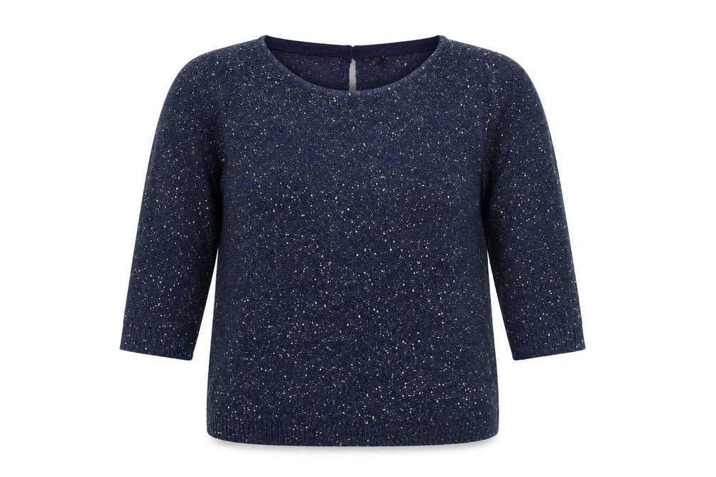 Monsoon Womens Blue Boat Neck Polyester Pullover Jumper Size M - Glitter