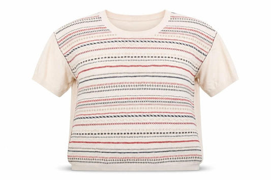 NW.3 Womens Beige Round Neck Geometric Cotton Pullover Jumper Size 12 - Embroidered