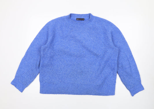 Marks and Spencer Womens Blue Crew Neck Acrylic Pullover Jumper Size M