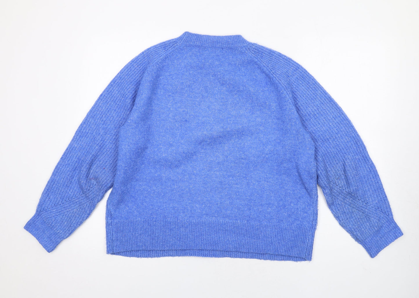 Marks and Spencer Womens Blue Crew Neck Acrylic Pullover Jumper Size M