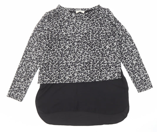 Oasis Womens Multicoloured Round Neck Animal Print Acrylic Pullover Jumper Size M - Leopard Print