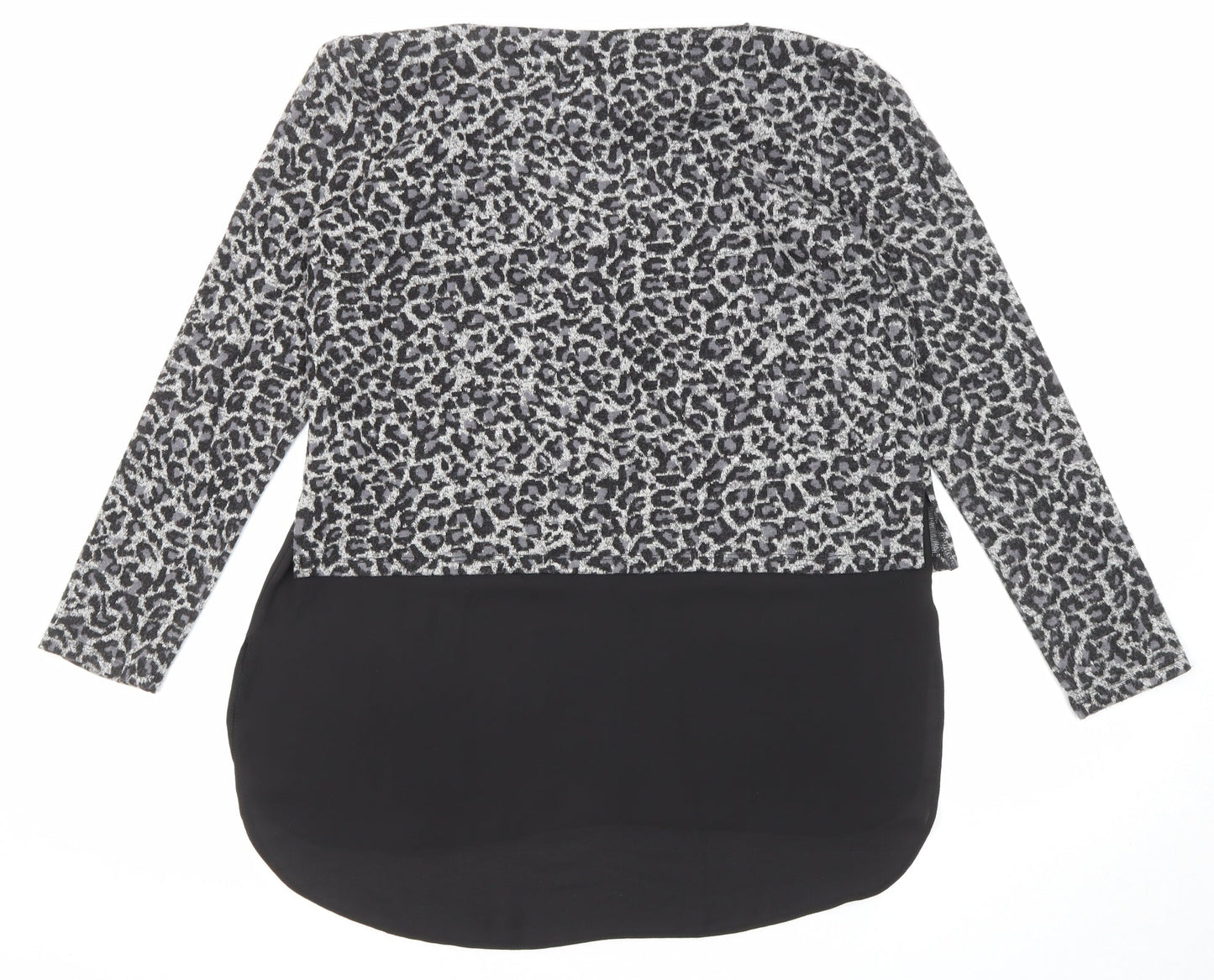 Oasis Womens Multicoloured Round Neck Animal Print Acrylic Pullover Jumper Size M - Leopard Print