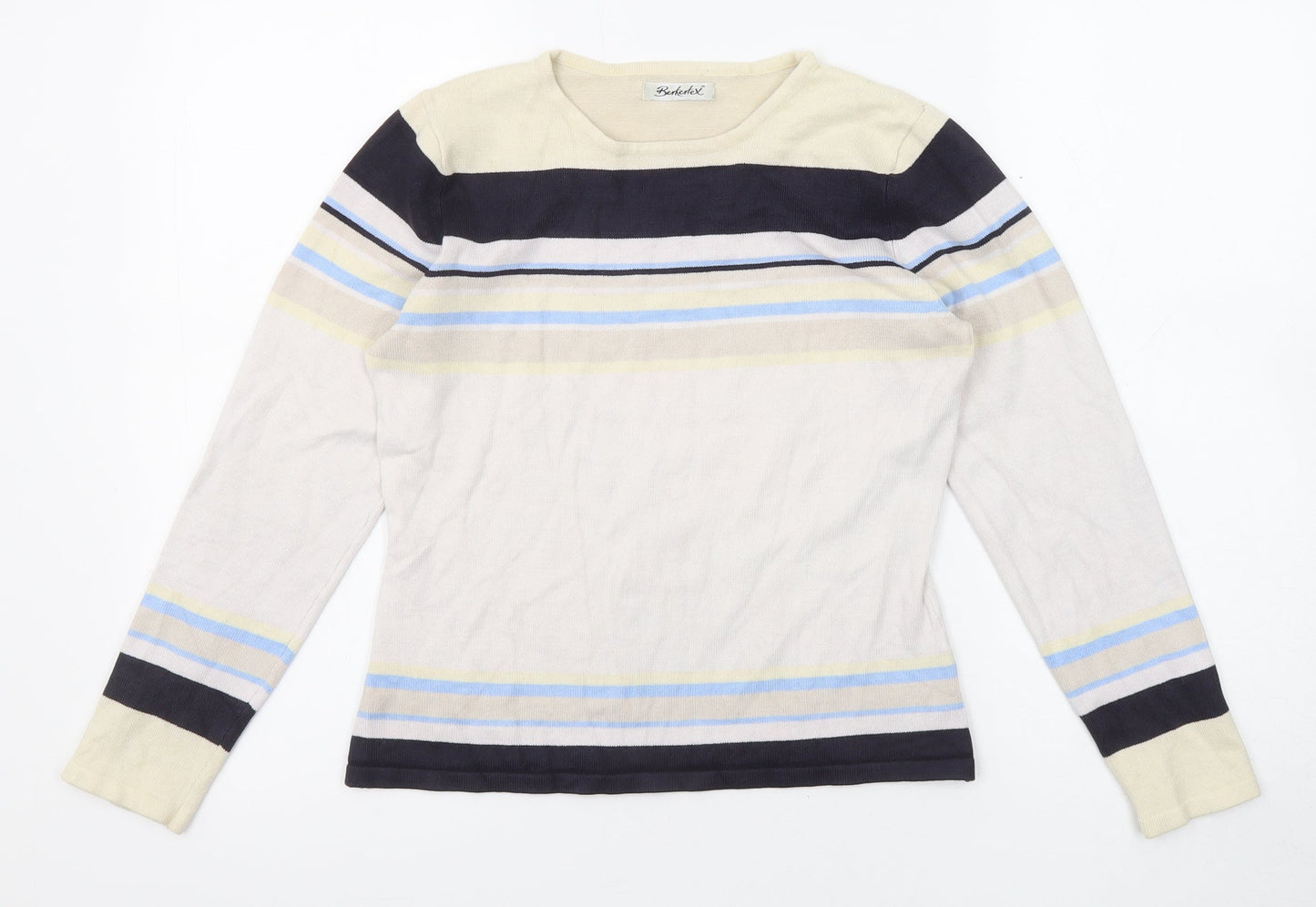 Berkertex Womens Multicoloured Round Neck Striped Acrylic Pullover Jumper Size 10 - Size 10-12