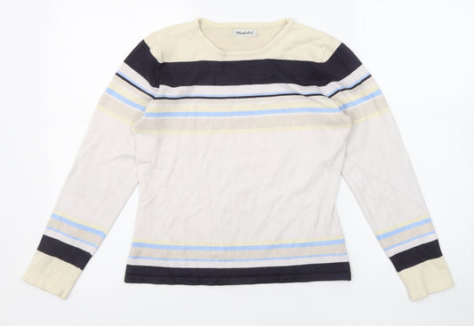 Berkertex Womens Multicoloured Round Neck Striped Acrylic Pullover Jumper Size 10 - Size 10-12