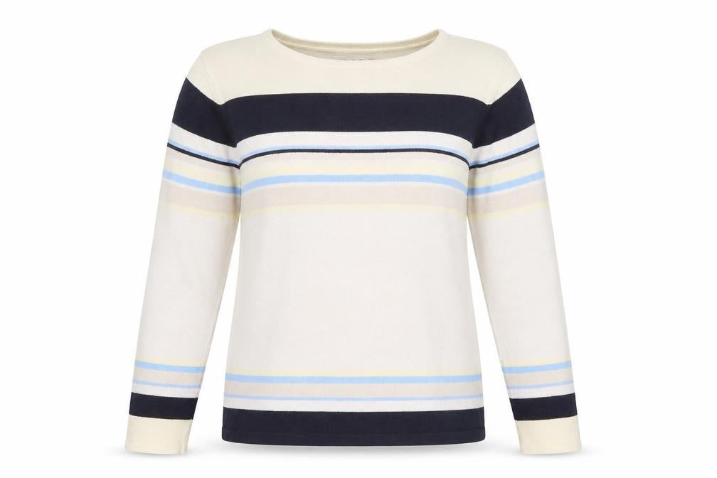 Berkertex Womens Multicoloured Round Neck Striped Acrylic Pullover Jumper Size 10 - Size 10-12