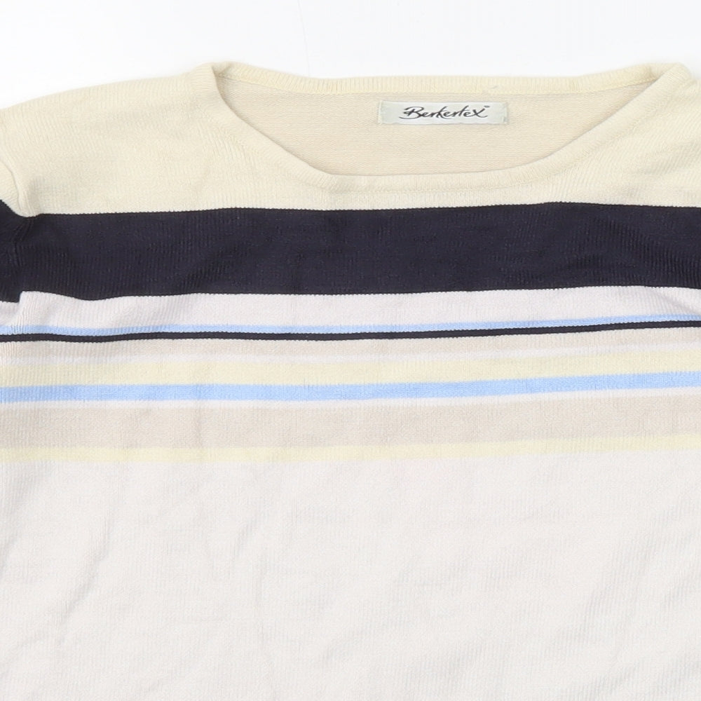 Berkertex Womens Multicoloured Round Neck Striped Acrylic Pullover Jumper Size 10 - Size 10-12