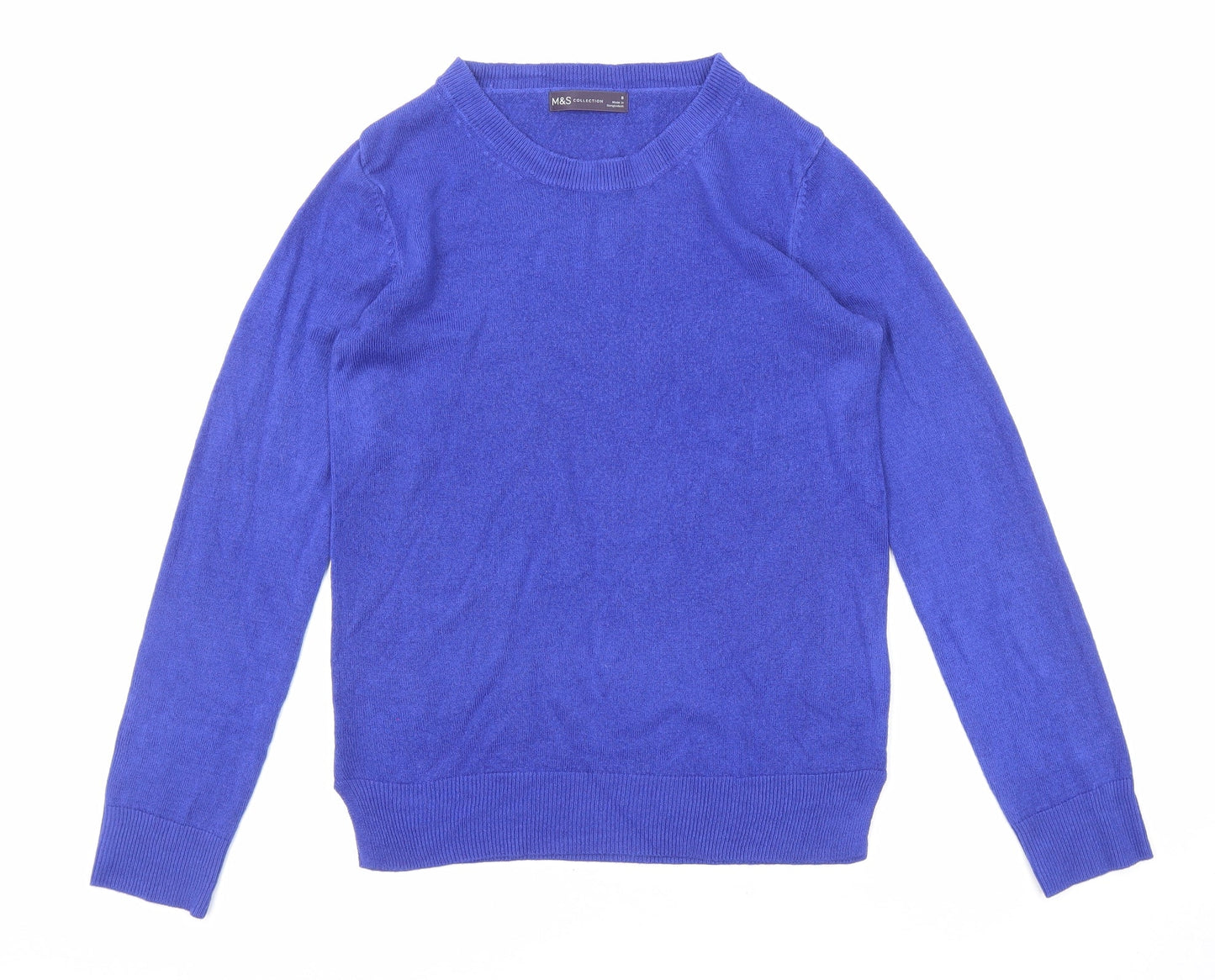 Marks and Spencer Womens Blue Round Neck Acrylic Pullover Jumper Size 8