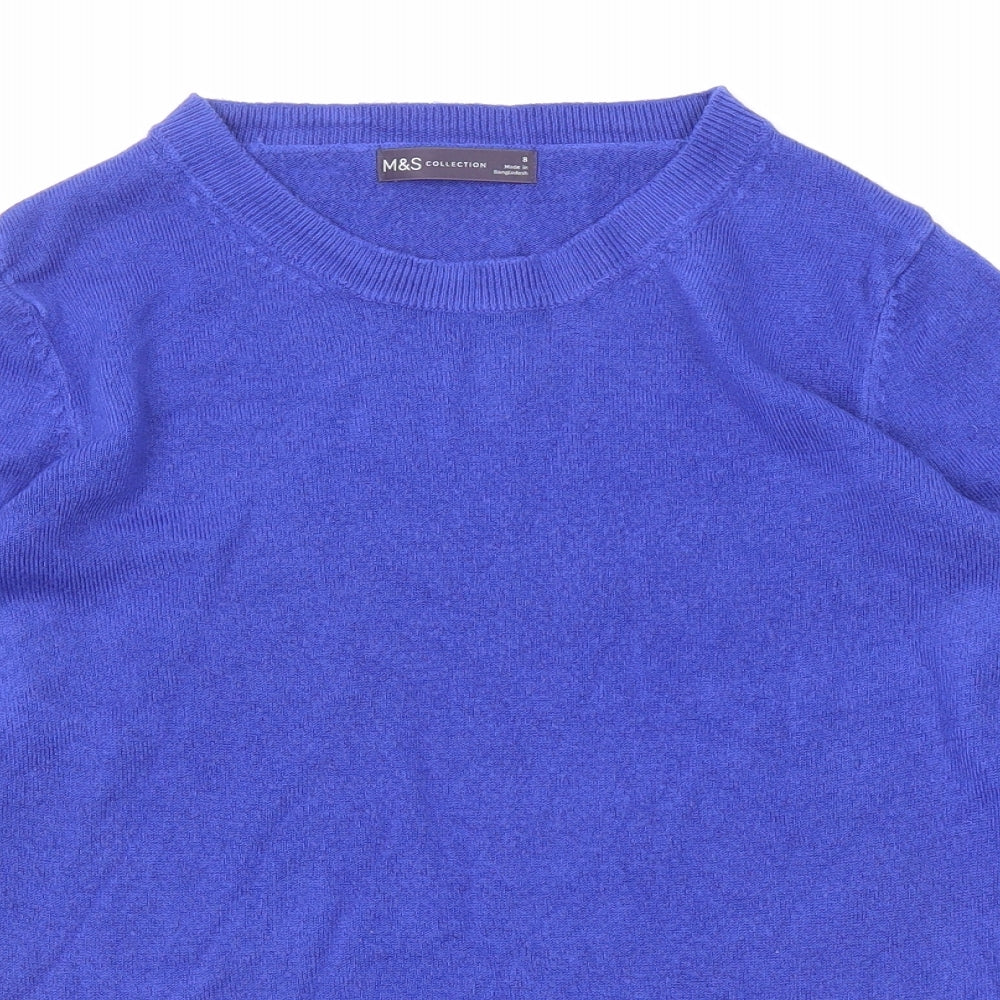Marks and Spencer Womens Blue Round Neck Acrylic Pullover Jumper Size 8