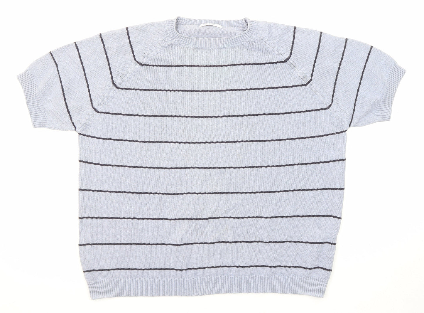 Berkertex Womens Blue Round Neck Striped Cotton Pullover Jumper Size 18 - Size 18-20