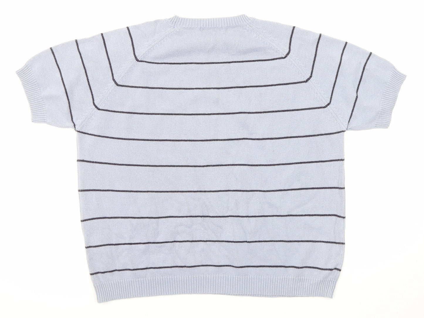 Berkertex Womens Blue Round Neck Striped Cotton Pullover Jumper Size 18 - Size 18-20