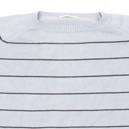 Berkertex Womens Blue Round Neck Striped Cotton Pullover Jumper Size 18 - Size 18-20