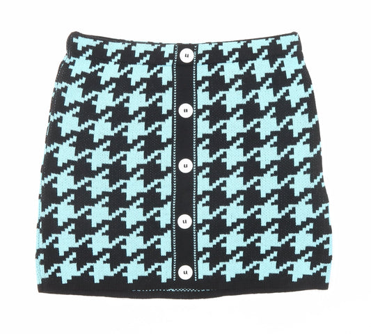 Reclaimed Vintage Womens Blue Geometric Acrylic A-Line Skirt Size L