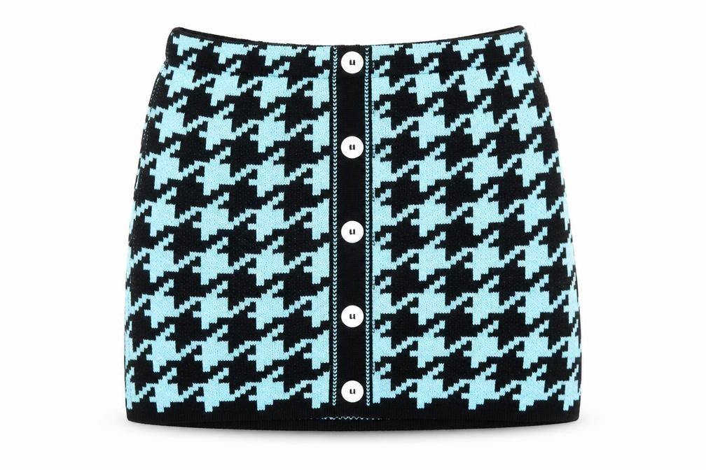 Reclaimed Vintage Womens Blue Geometric Acrylic A-Line Skirt Size L