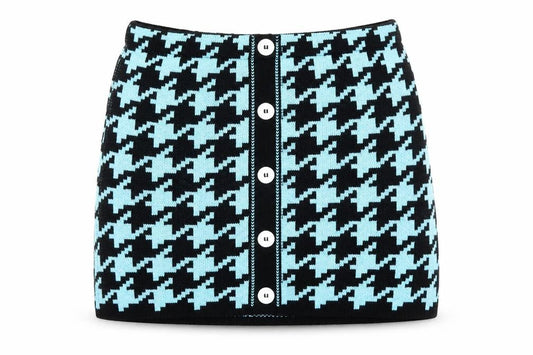 Reclaimed Vintage Womens Blue Geometric Acrylic A-Line Skirt Size L