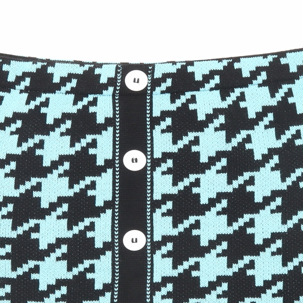 Reclaimed Vintage Womens Blue Geometric Acrylic A-Line Skirt Size L