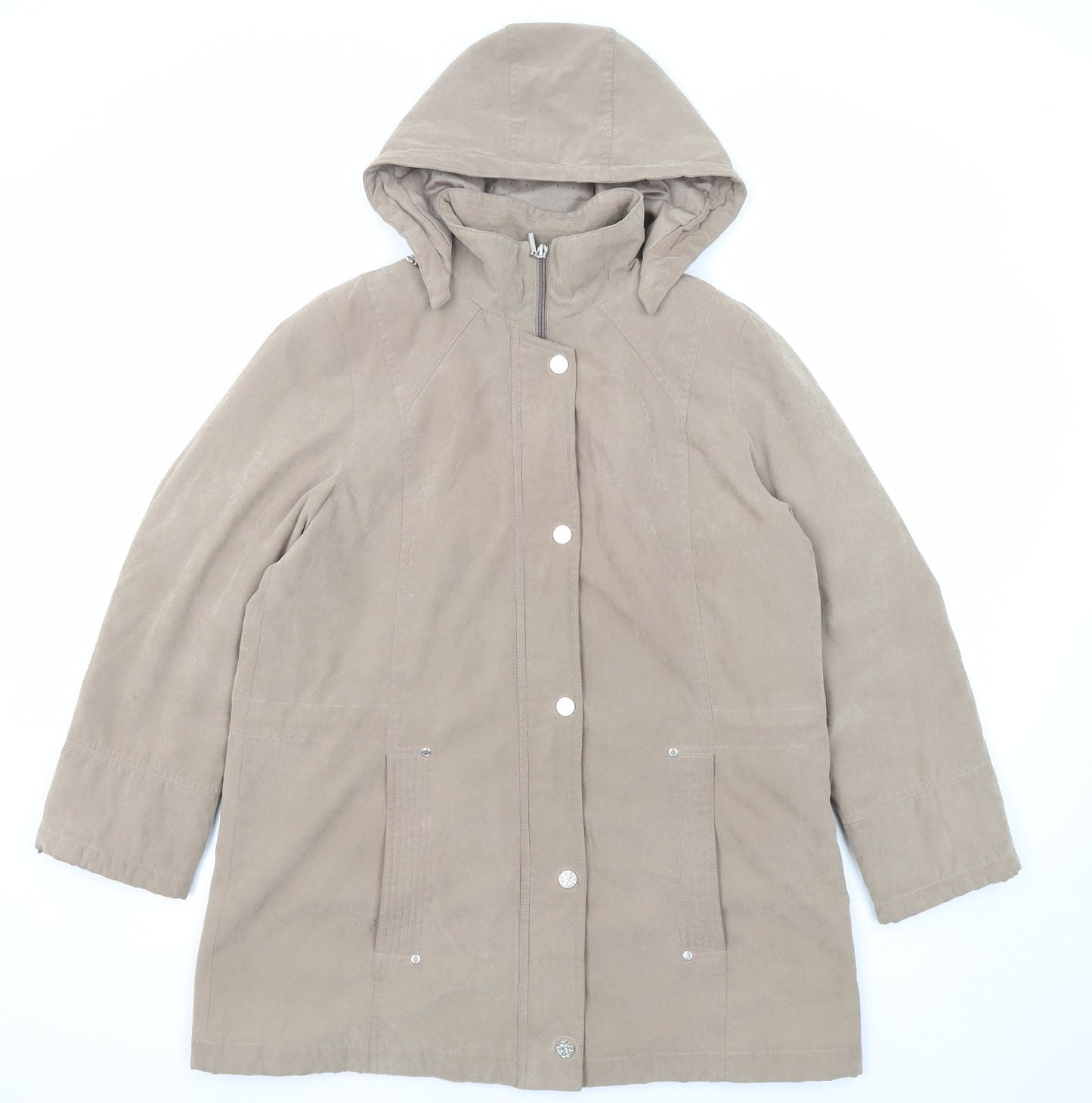 Bonmarché Womens Beige Parka Coat Size M Zip - Hooded