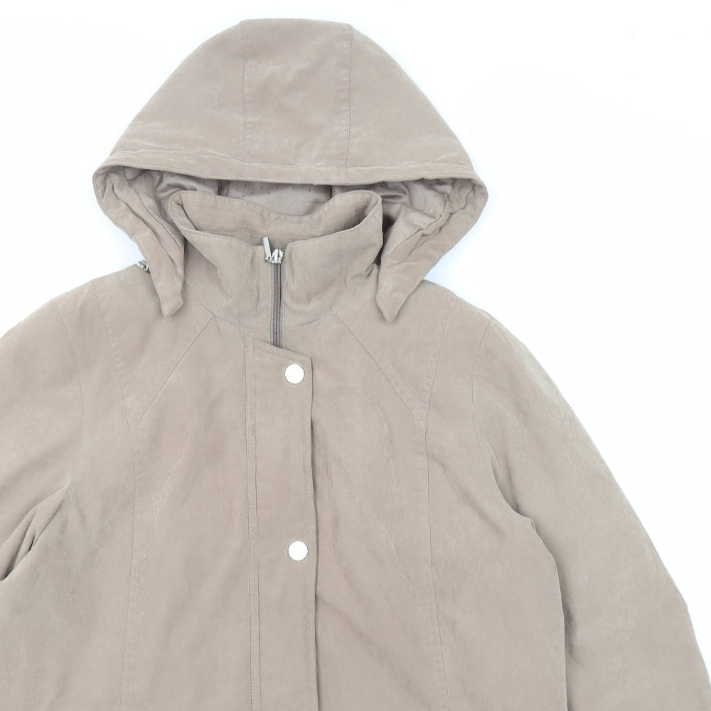 Bonmarché Womens Beige Parka Coat Size M Zip - Hooded