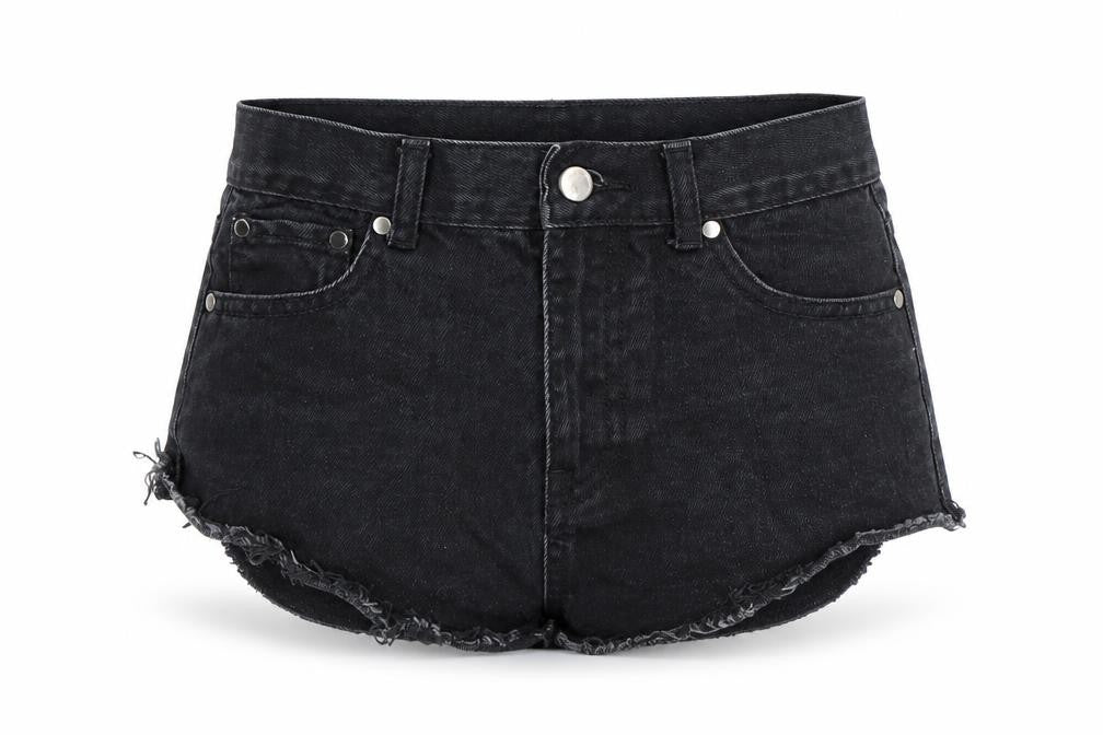 Tiger Mist Womens Black Cotton Cut-Off Shorts Size 8 Regular Zip