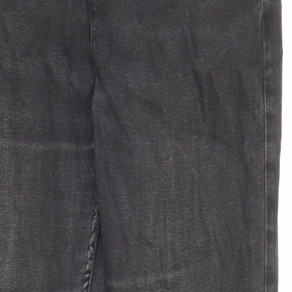 Marks and Spencer Womens Black Cotton Straight Jeans Size 12 L27 in Slim Zip