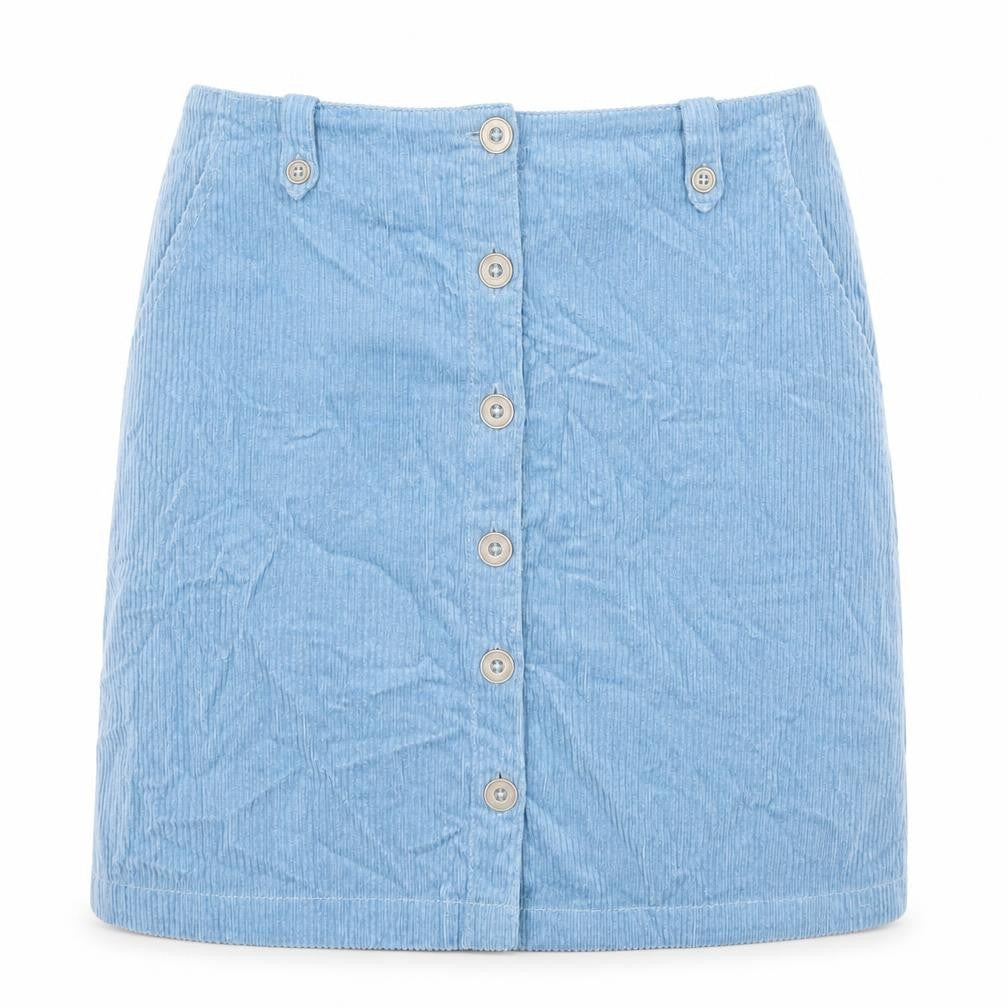 Monsoon Womens Blue Cotton A-Line Skirt Size 12 Button