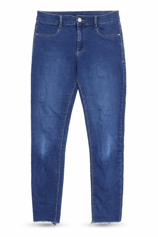 Dorothy Perkins Womens Blue Cotton Skinny Jeans Size 12 L28 in Regular Zip - Raw Hem