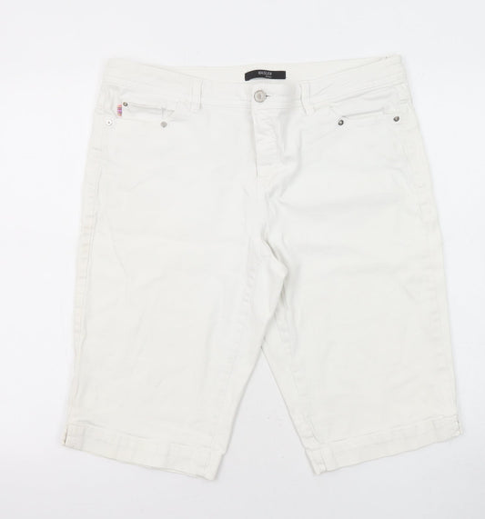 Basler Womens White Cotton Bermuda Shorts Size 34 in L12 in Regular Zip