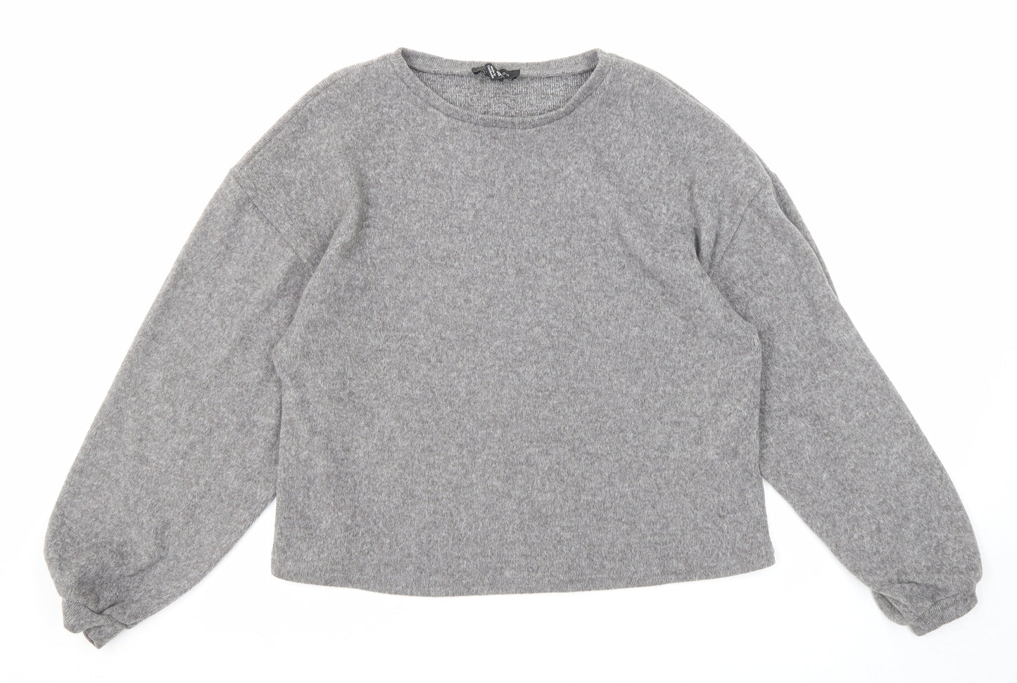New Look Womens Grey Round Neck Polyester Pullover Jumper Size M