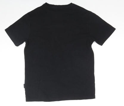 Status Womens Black Cotton Basic T-Shirt Size S Round Neck