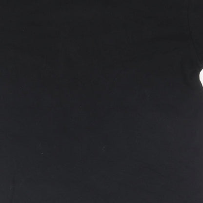 Status Womens Black Cotton Basic T-Shirt Size S Round Neck