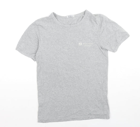 Sergio Tacchini Womens Grey Cotton Basic T-Shirt Size 4 Round Neck