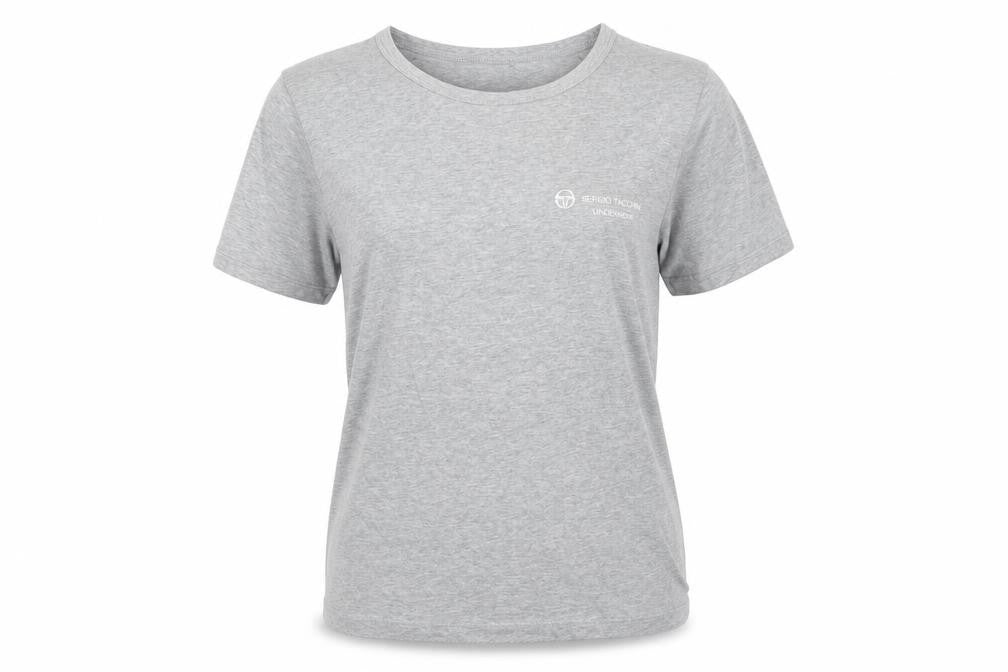 Sergio Tacchini Womens Grey Cotton Basic T-Shirt Size 4 Round Neck