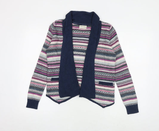 Indigo Womens Multicoloured Collared Geometric Cotton Cardigan Jumper Size 10