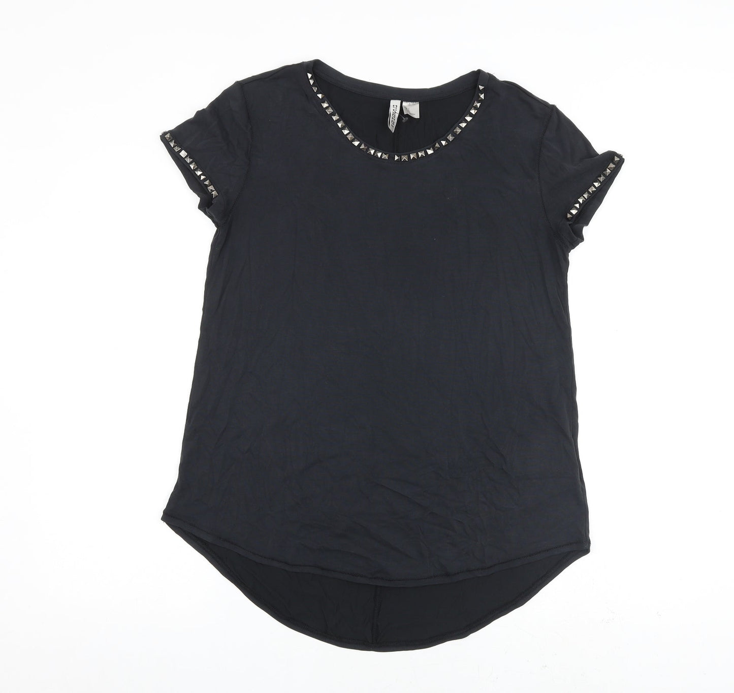 H&M Womens Grey Polyester Basic T-Shirt Size S Round Neck