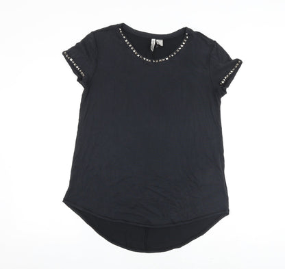 H&M Womens Grey Polyester Basic T-Shirt Size S Round Neck