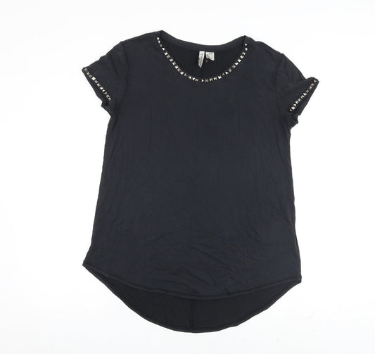 H&M Womens Grey Polyester Basic T-Shirt Size S Round Neck