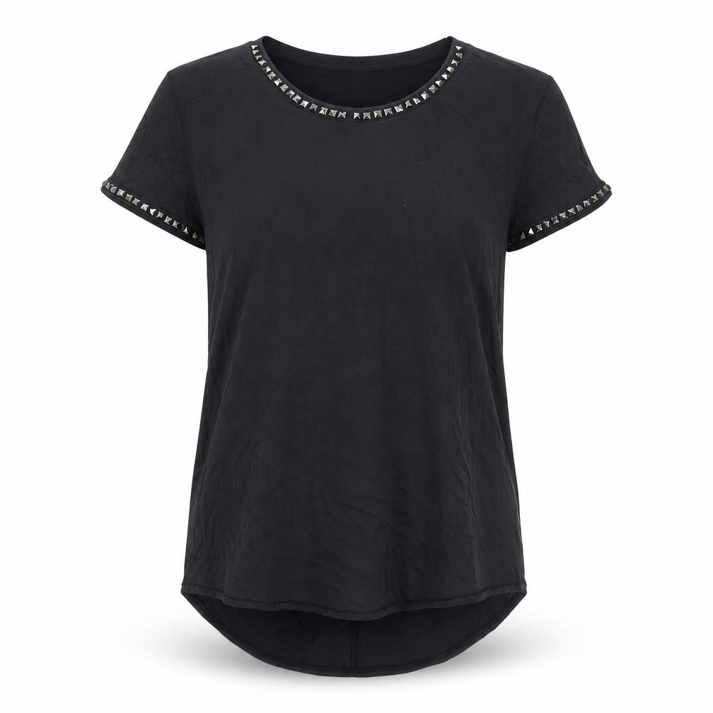 H&M Womens Grey Polyester Basic T-Shirt Size S Round Neck
