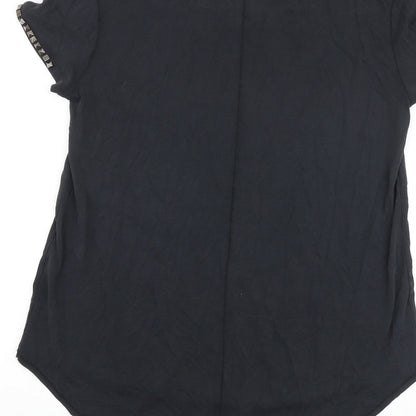 H&M Womens Grey Polyester Basic T-Shirt Size S Round Neck