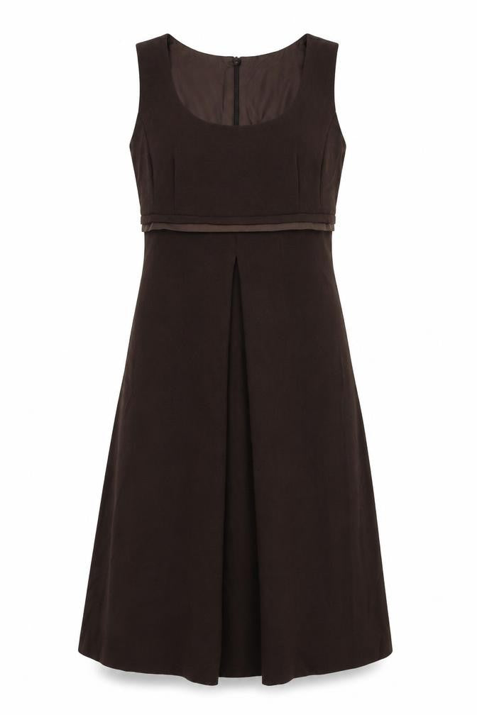 Marks & Spencer Womens Brown Polyester A-Line Size 14 Round Neck Zip
