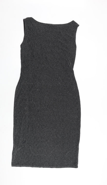 Back view of IZABEL LONDON women’s black nylon a-line, size UK 16, round neck pullover