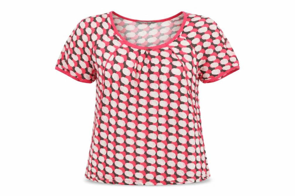 Sandwich Womens Multicoloured Geometric Viscose Basic T-Shirt Size 8 Round Neck