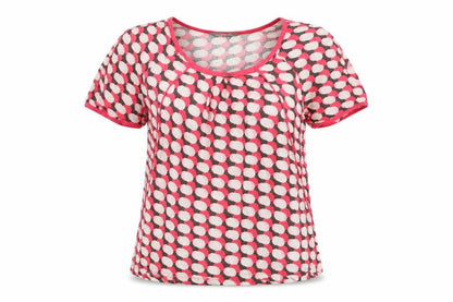 Sandwich Womens Multicoloured Geometric Viscose Basic T-Shirt Size 8 Round Neck