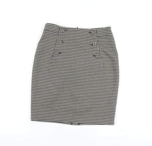 H&M Womens Black Geometric Polyester A-Line Skirt Size 8 Zip