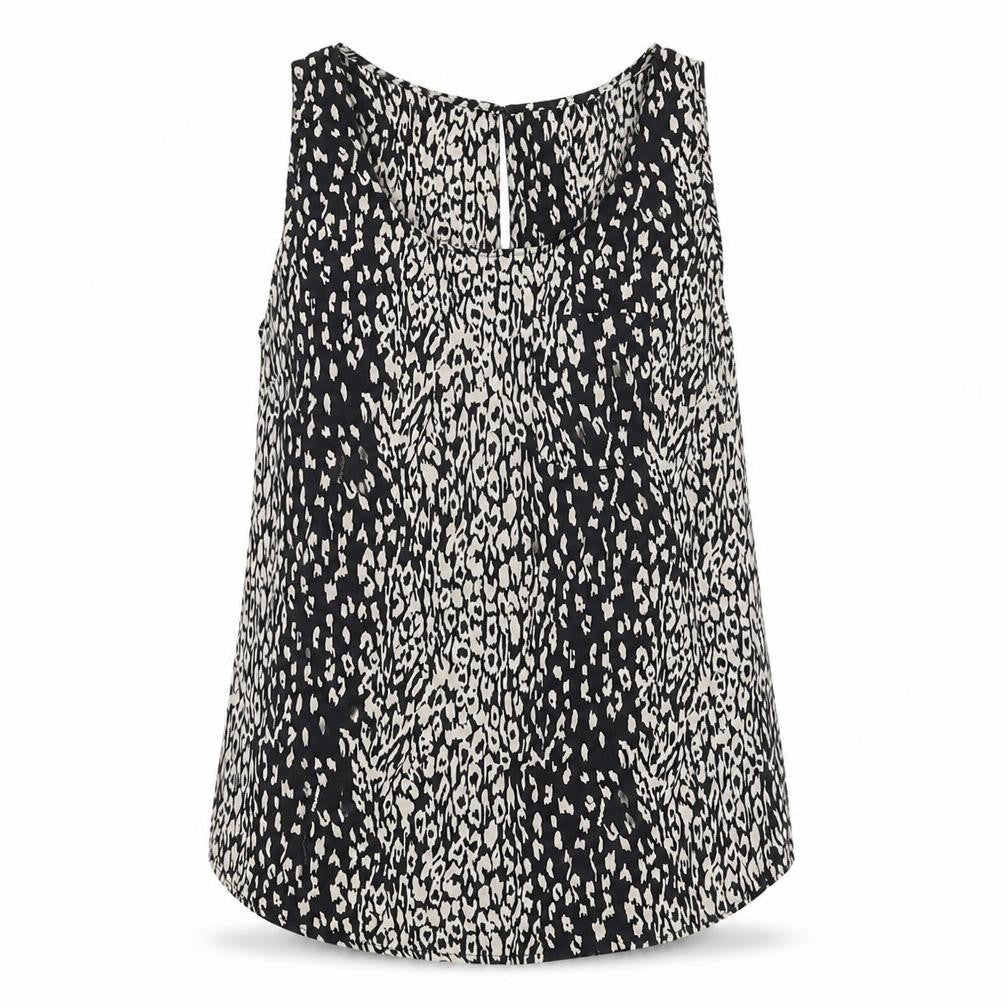 Oasis Womens Black Animal Print Polyester Basic Tank Size 8 Round Neck